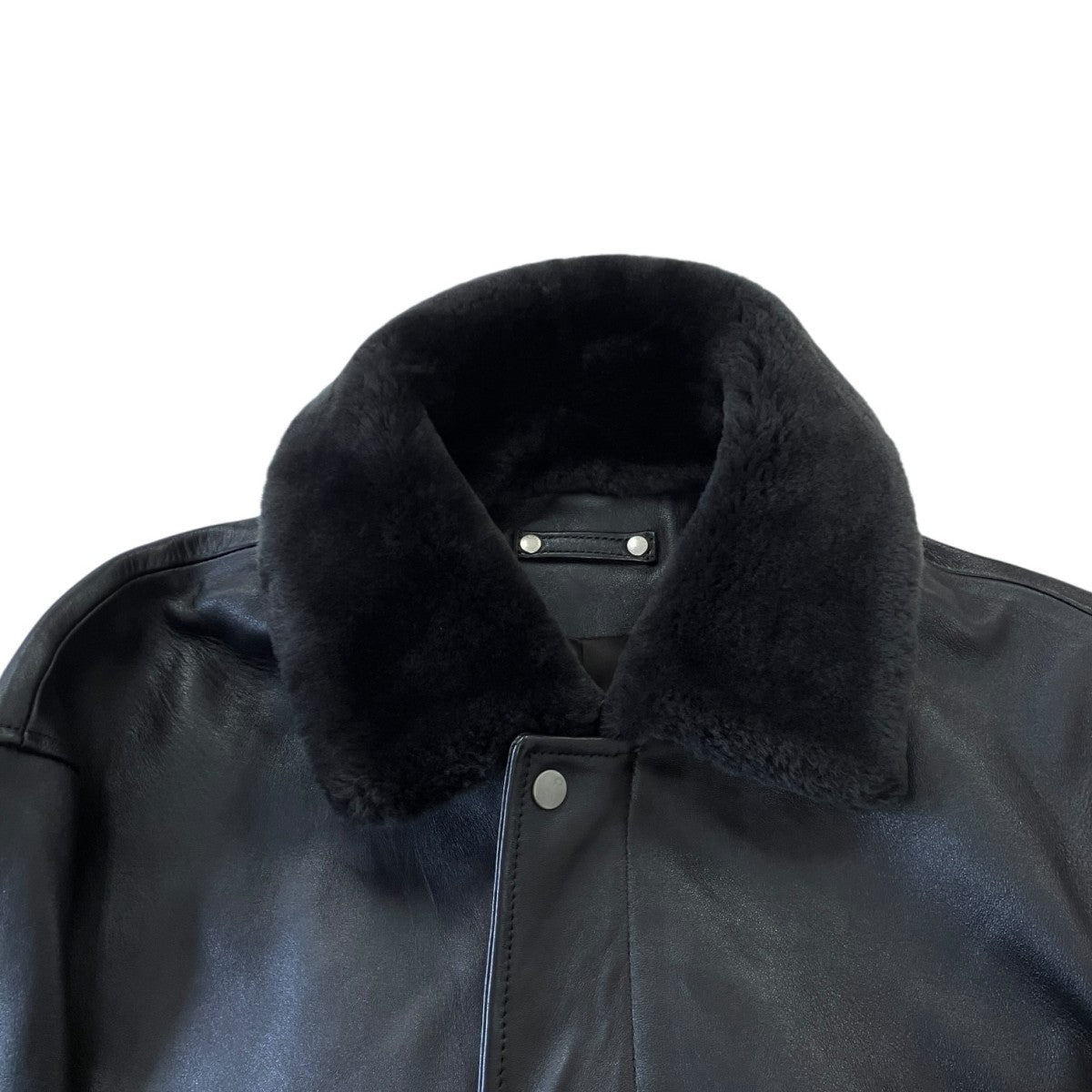 25AWMOUTON COLLAR SHEEP LEATHER ZIP JACKETラムレザージップアップジャケットST.1216