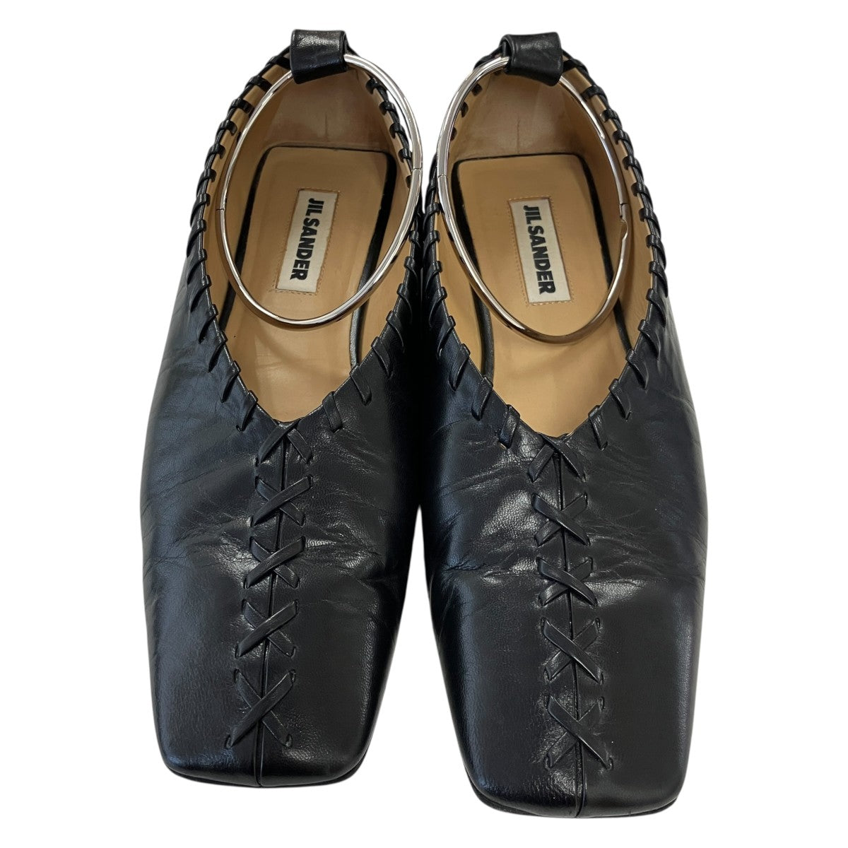 JIL SANDER(ジルサンダー) レザーリングバレリーナシューズ ブラック