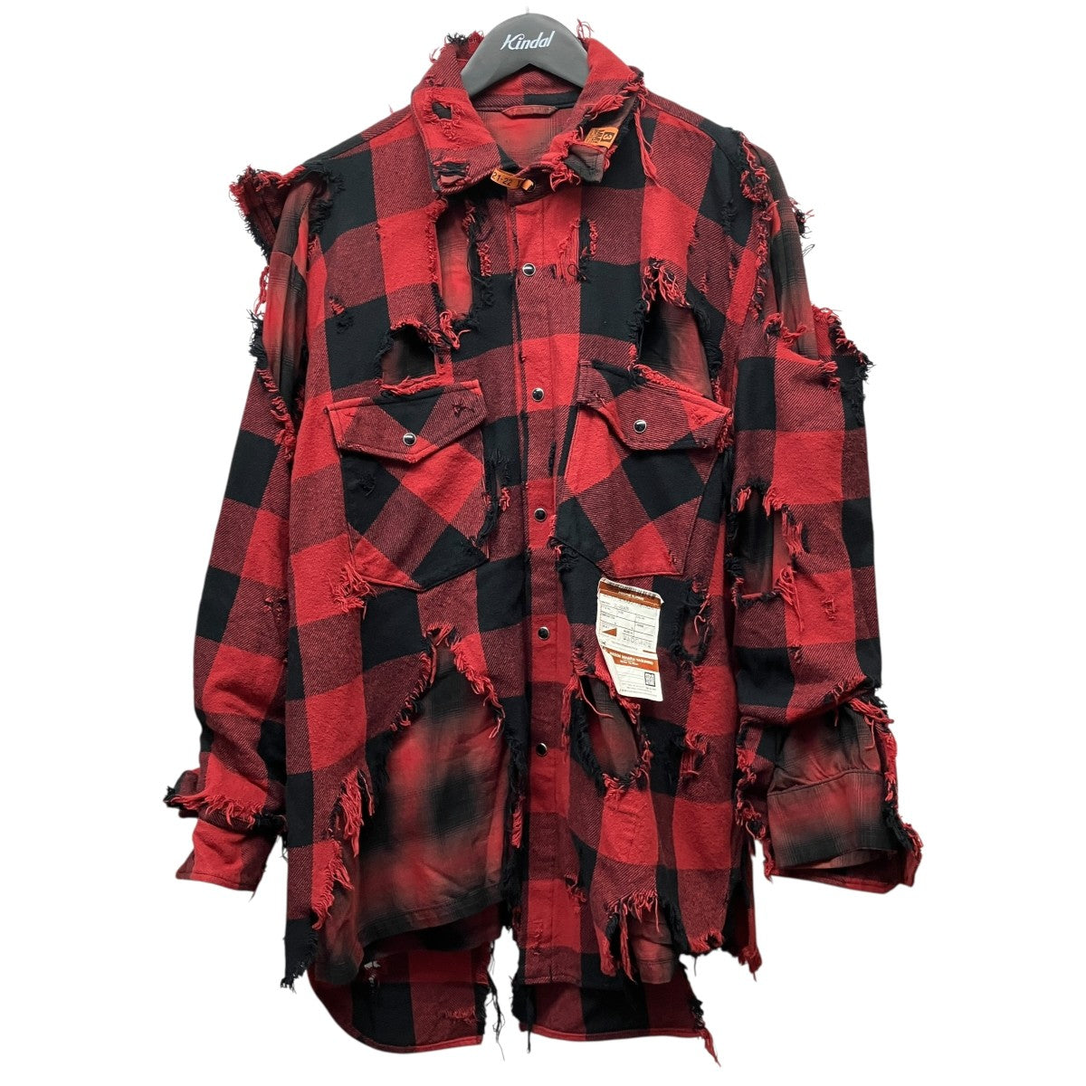Maison MIHARA YASUHIRO 21AWBroken Layered Check Shirtダメージ加工チェックシャツジャケットA07SH072 古着・中古-1枚目のアイテム画像