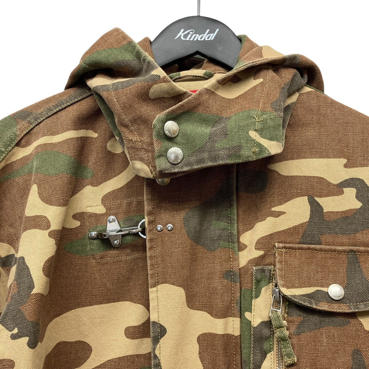 23SSCanvas Clip Jacketカモ柄フーデットキャンバスジャケット