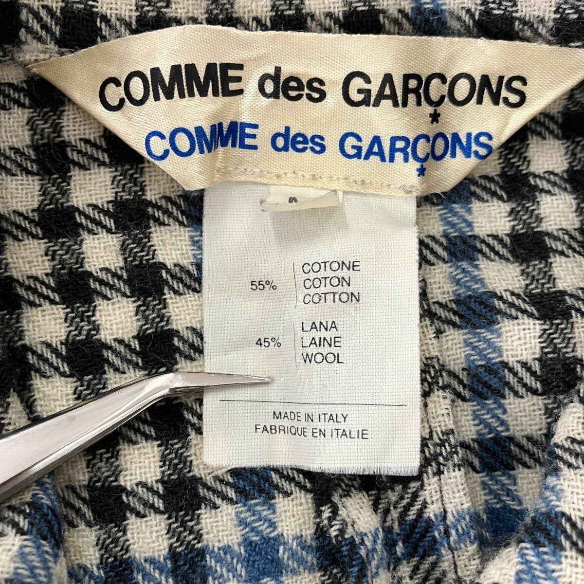 COMME des GARCONS COMME des GARCONS チェックウールコットンジャケットS2J006 古着・中古-4枚目のアイテム画像