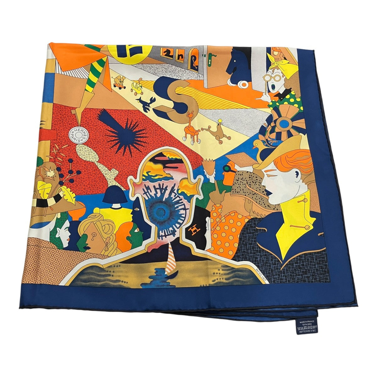 HERMES Baptiste Virot CA DECOIFFEザデコワフカレ90シルクスカーフ 古着・中古-4枚目のアイテム画像