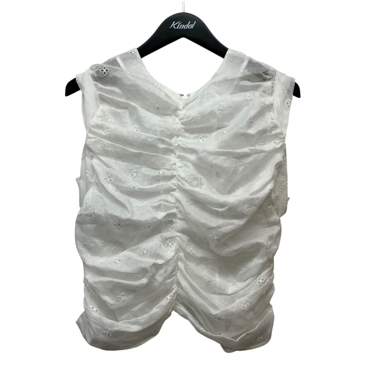 OHROHEE HANDKERCHIEF LACE GATHER TOPノースリーブギャザーブラウス2601BL0003 古着・中古-1枚目のアイテム画像