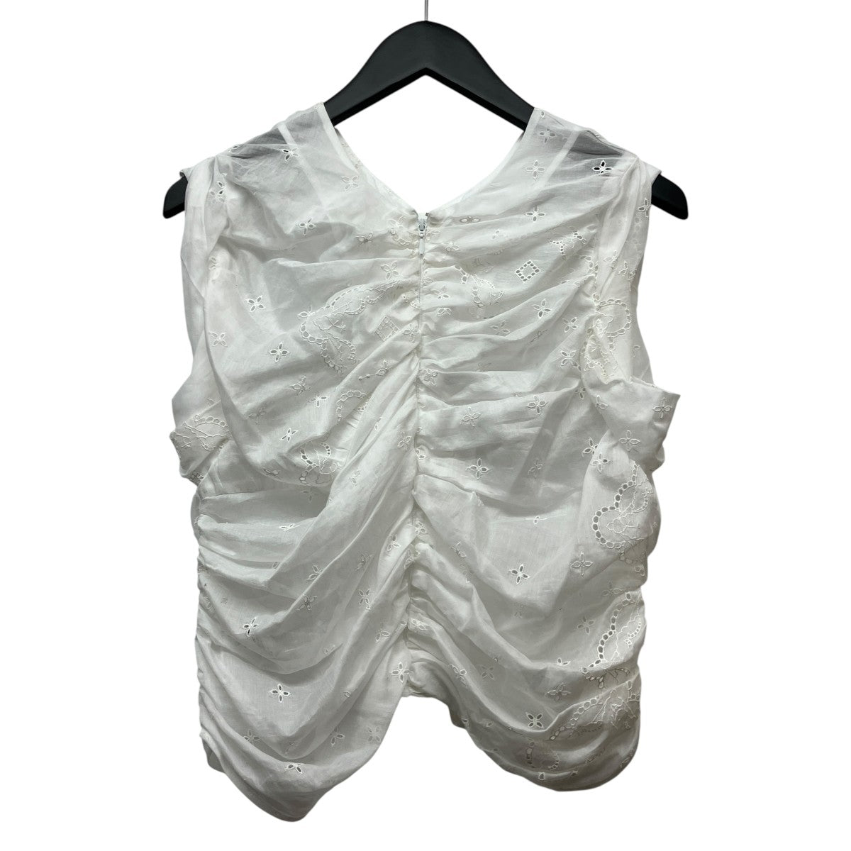 OHROHEE HANDKERCHIEF LACE GATHER TOPノースリーブギャザーブラウス2601BL0003 古着・中古-2枚目のアイテム画像