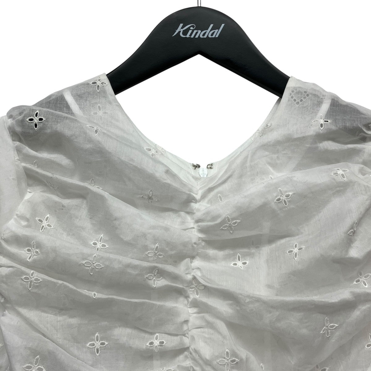 OHROHEE HANDKERCHIEF LACE GATHER TOPノースリーブギャザーブラウス2601BL0003 古着・中古-3枚目のアイテム画像