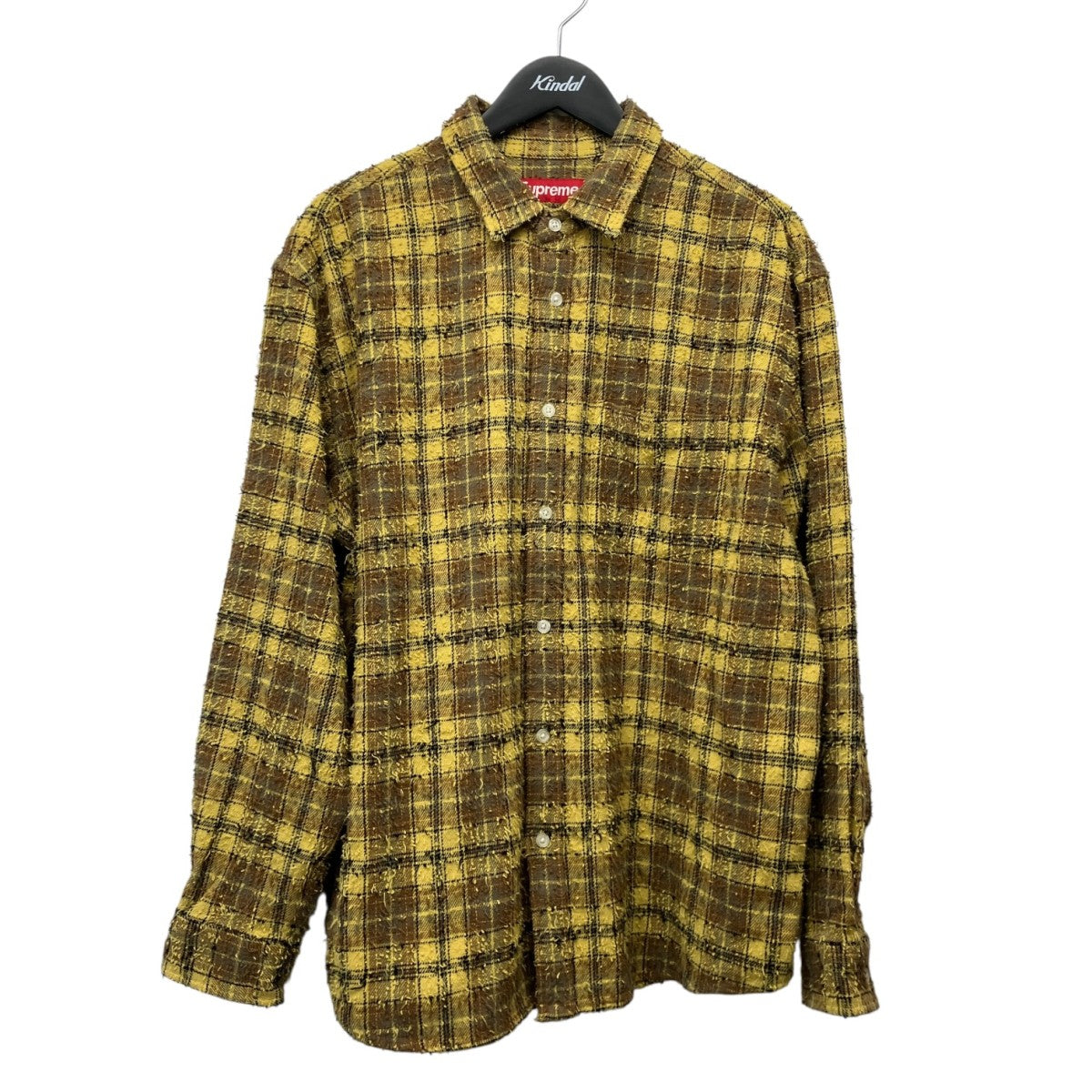 26AWFrayed Textured Plaid Shirtポケットチェックシャツ