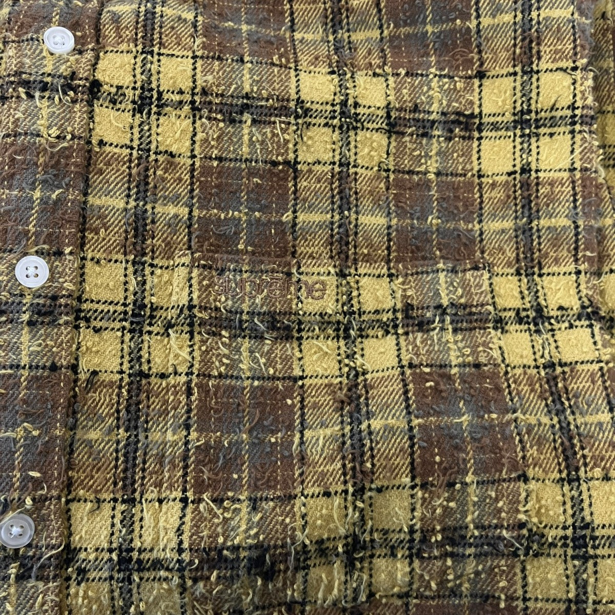 26AWFrayed Textured Plaid Shirtポケットチェックシャツ