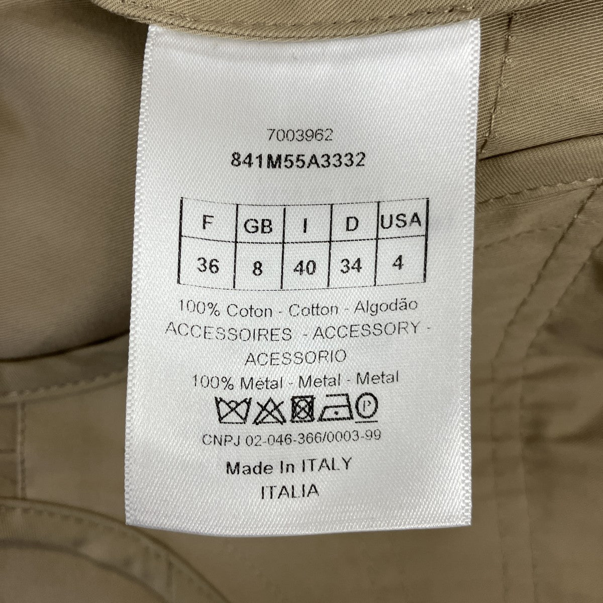 CDロゴロングトレンチコート841M55A3332