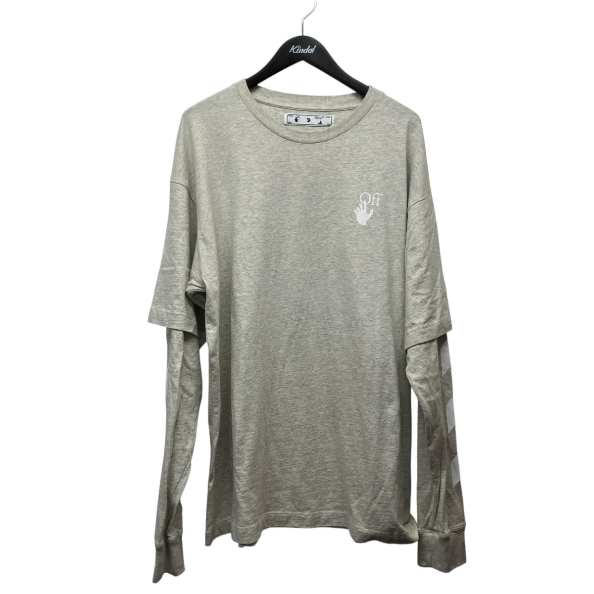 Double Sleeve Diagonal Cut Here TeeロングカットソーOMAB022F20FAB003