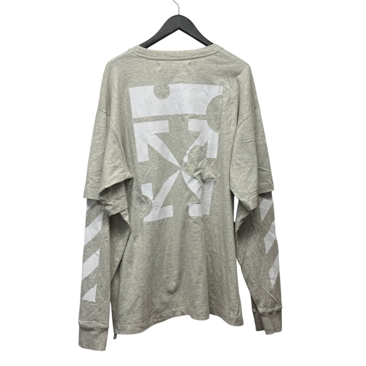 Double Sleeve Diagonal Cut Here TeeロングカットソーOMAB022F20FAB003