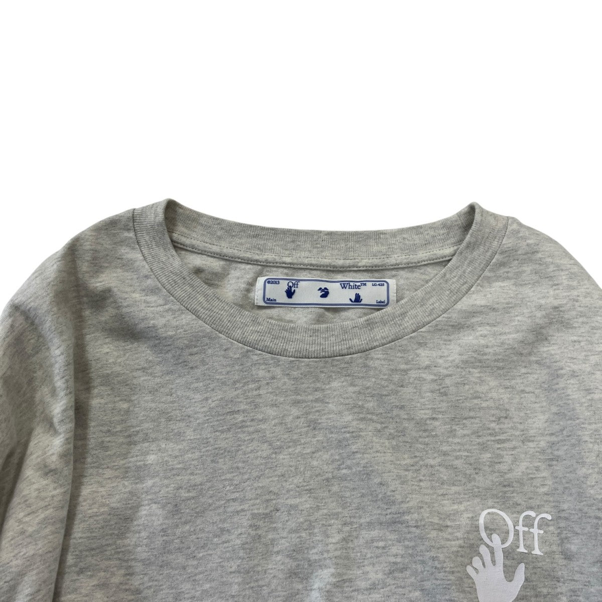 Double Sleeve Diagonal Cut Here TeeロングカットソーOMAB022F20FAB003