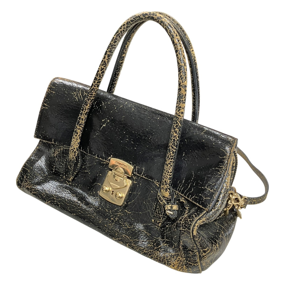 MIU MIU 00s2WAYクラックレレザーフラップバッグ 古着・中古-1枚目のアイテム画像