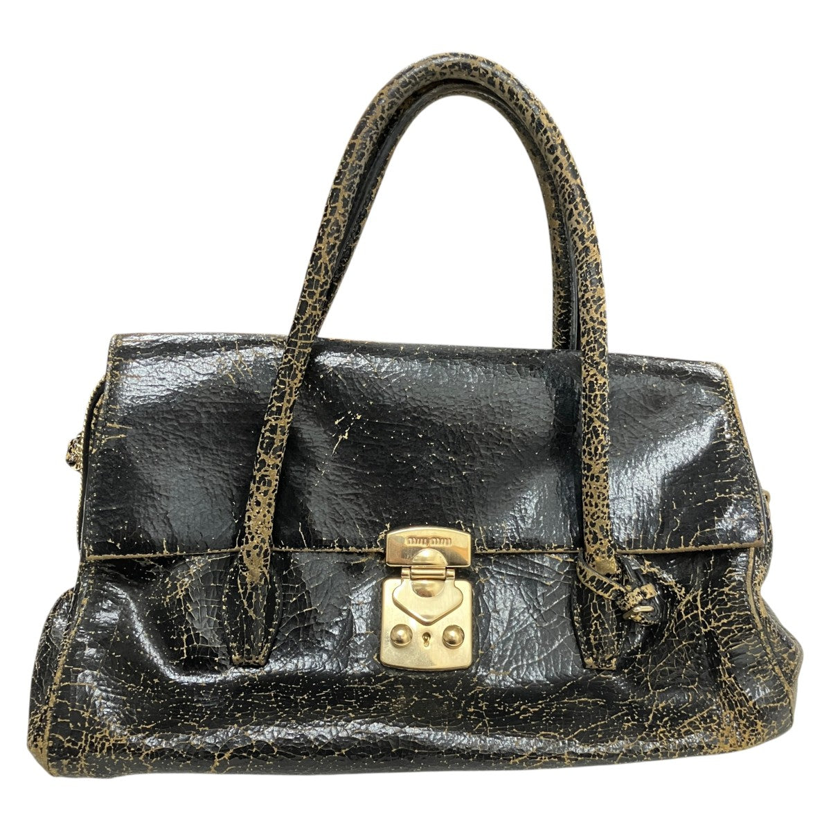 MIU MIU 00s2WAYクラックレレザーフラップバッグ 古着・中古-2枚目のアイテム画像
