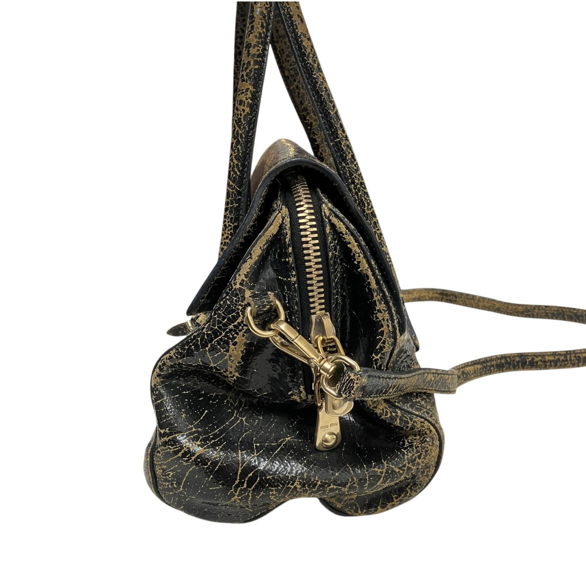 MIU MIU 00s2WAYクラックレレザーフラップバッグ 古着・中古-3枚目のアイテム画像