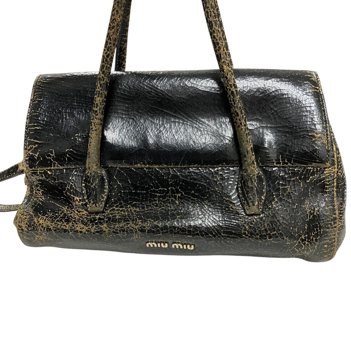 MIU MIU 00s2WAYクラックレレザーフラップバッグ 古着・中古-4枚目のアイテム画像