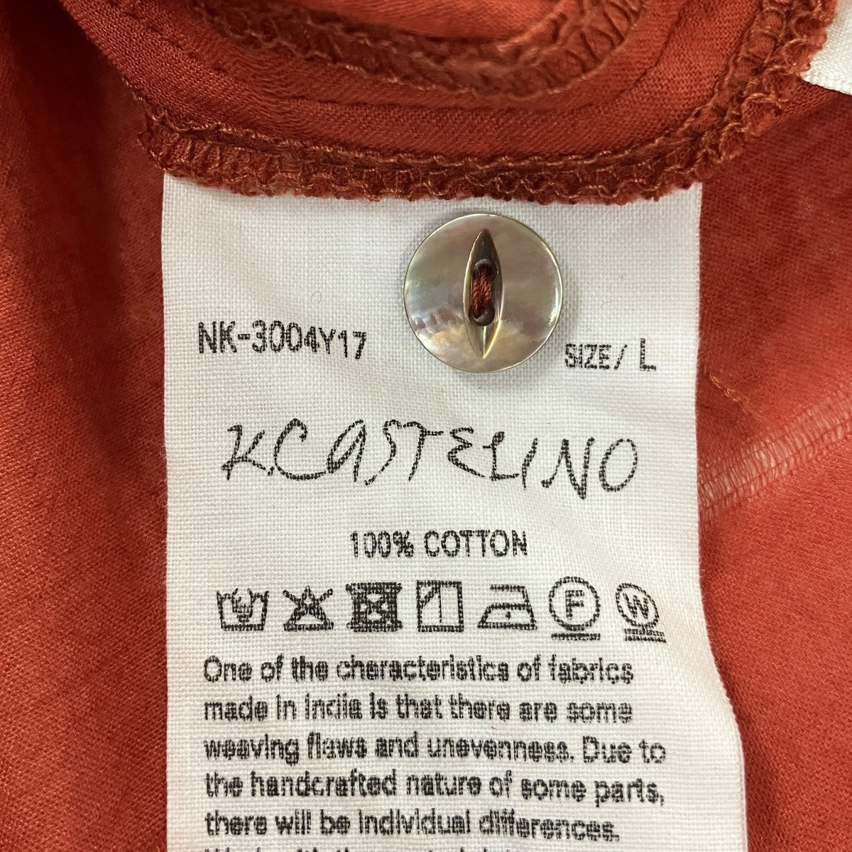 NICENESS 26SS× 柿乃葉 K．CASTELINOKhadiコットンシャツNK-3004YY17 古着・中古-7枚目のアイテム画像
