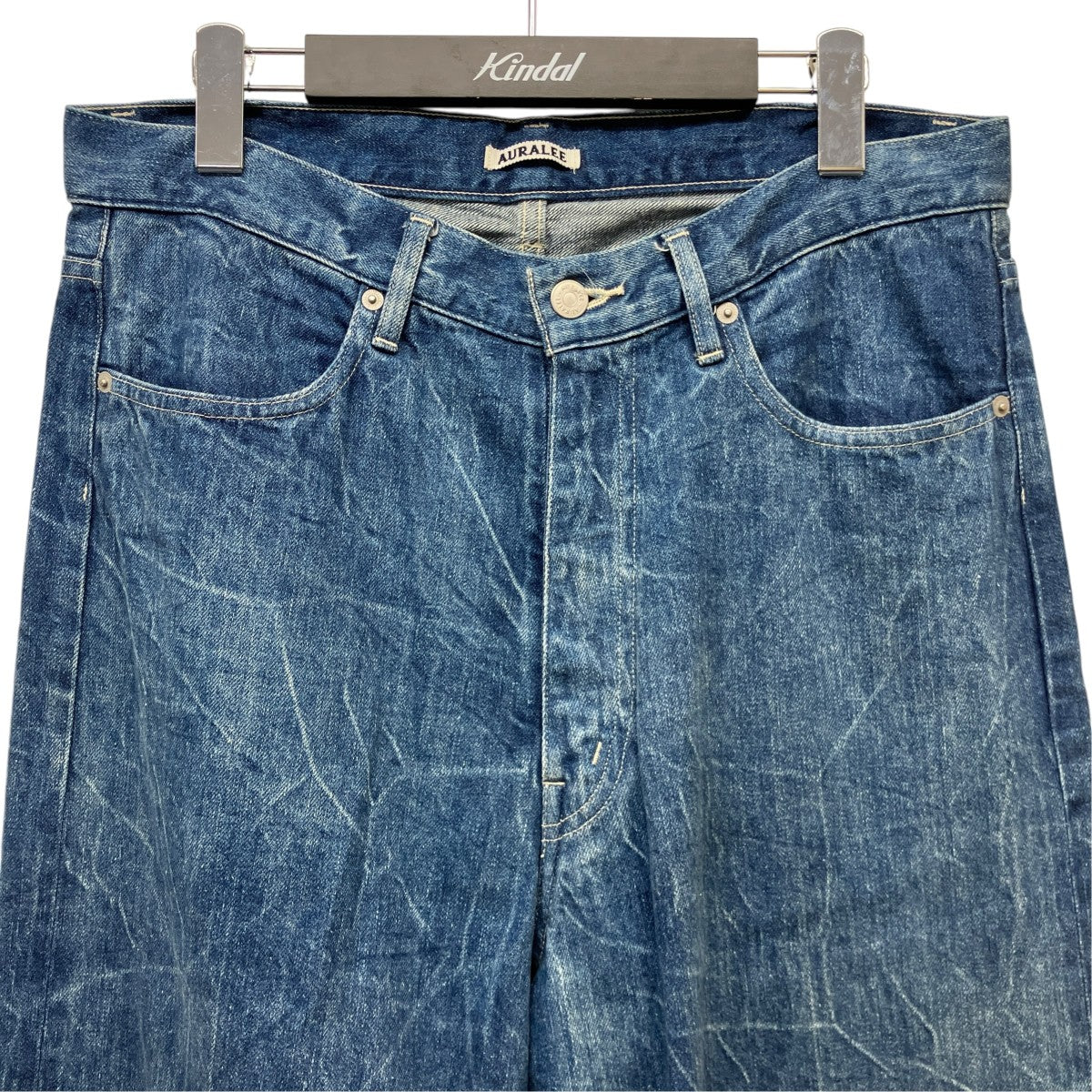 AURALEE 23SSSELVEDGE FADED LIGHT DENIM PANTSスビンコットンブリーチデニムパンツA23SP02DE 古着・中古-3枚目のアイテム画像