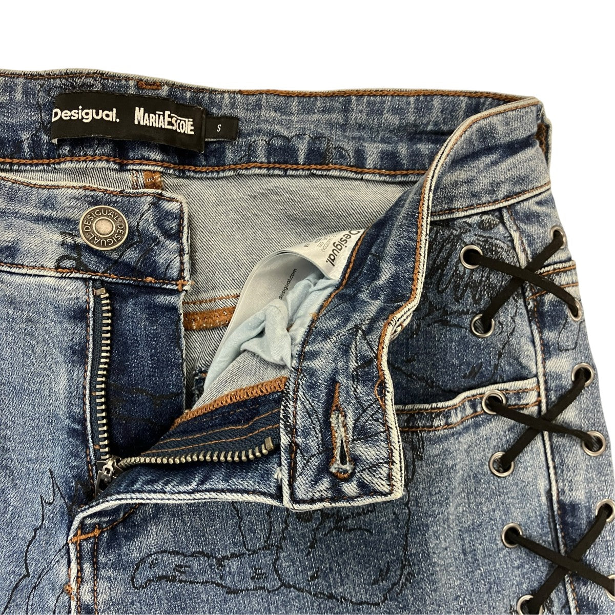 Desigual×Maria Escote プリントフリルデニムパンツ24WWDDA3 古着・中古-5枚目のアイテム画像