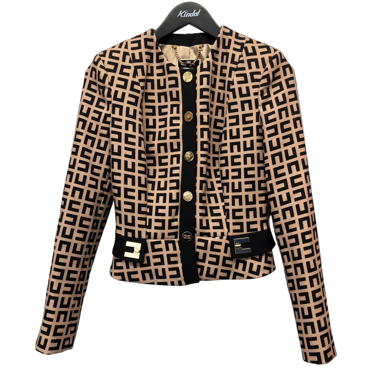 ELISABETTA FRANCHI モノグラムクロップドジャケットGI0413E2 古着・中古-1枚目のアイテム画像