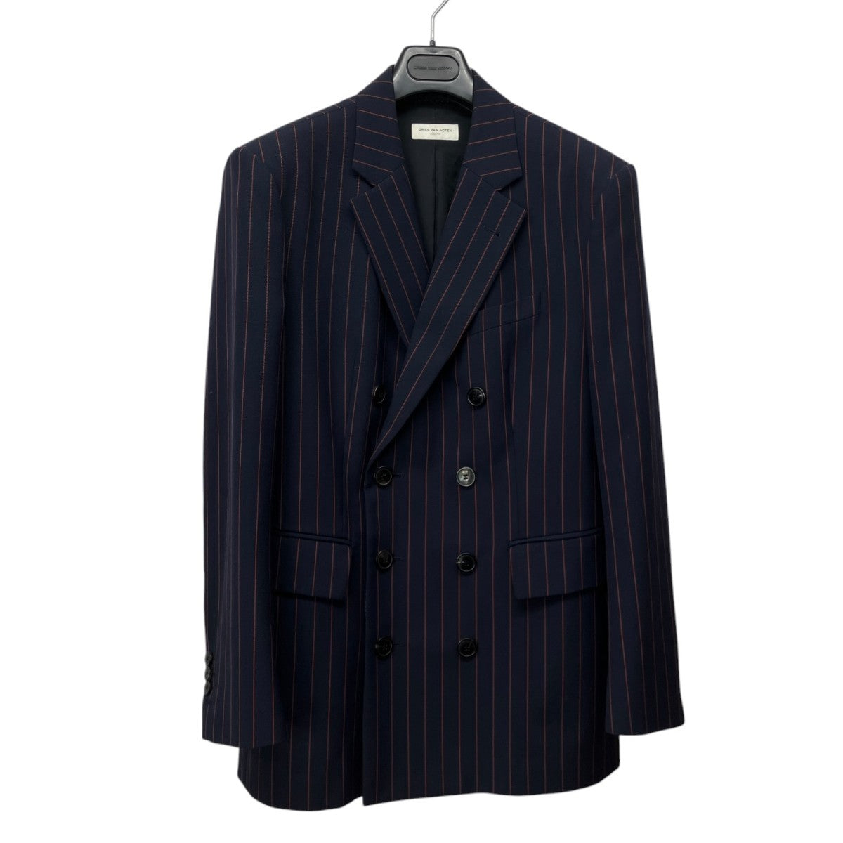 DRIES VAN NOTEN ストライプダブルブレスドジャケット 古着・中古-1枚目のアイテム画像