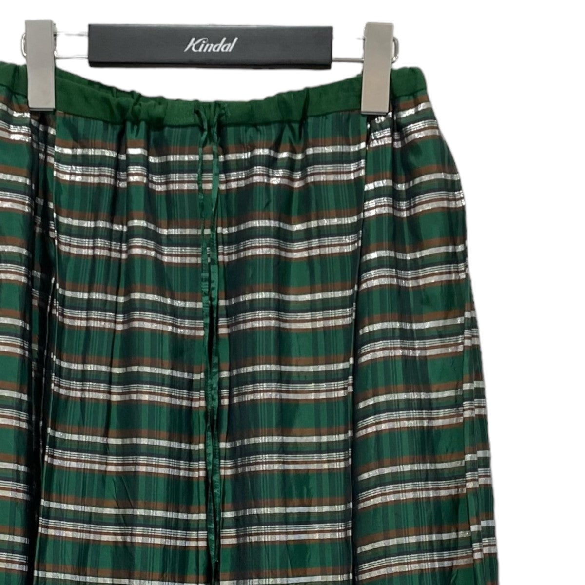 DRAWER(ドゥロワー) ラメチェックギャザースカート6524-299-1491 グリーン サイズ:36 レディース スカート 中古・古着