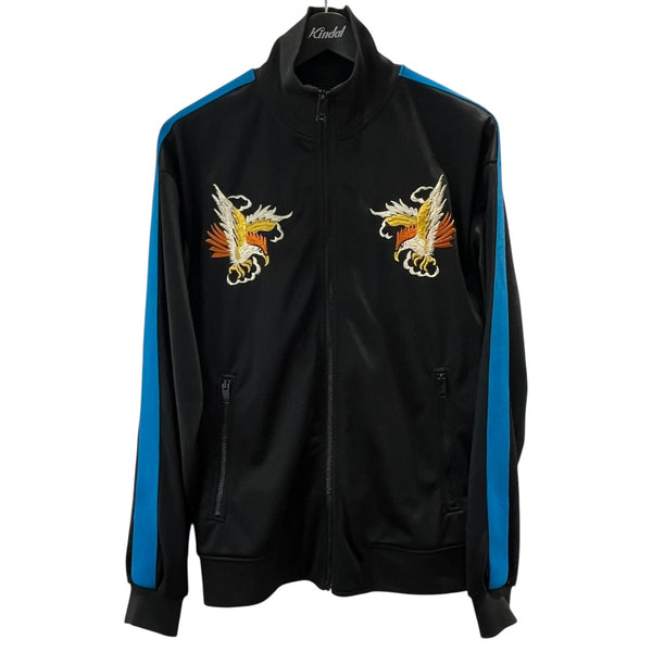 DIESEL(ディーゼル) 刺繍デザイントラックジャケット ブラック×ブルー