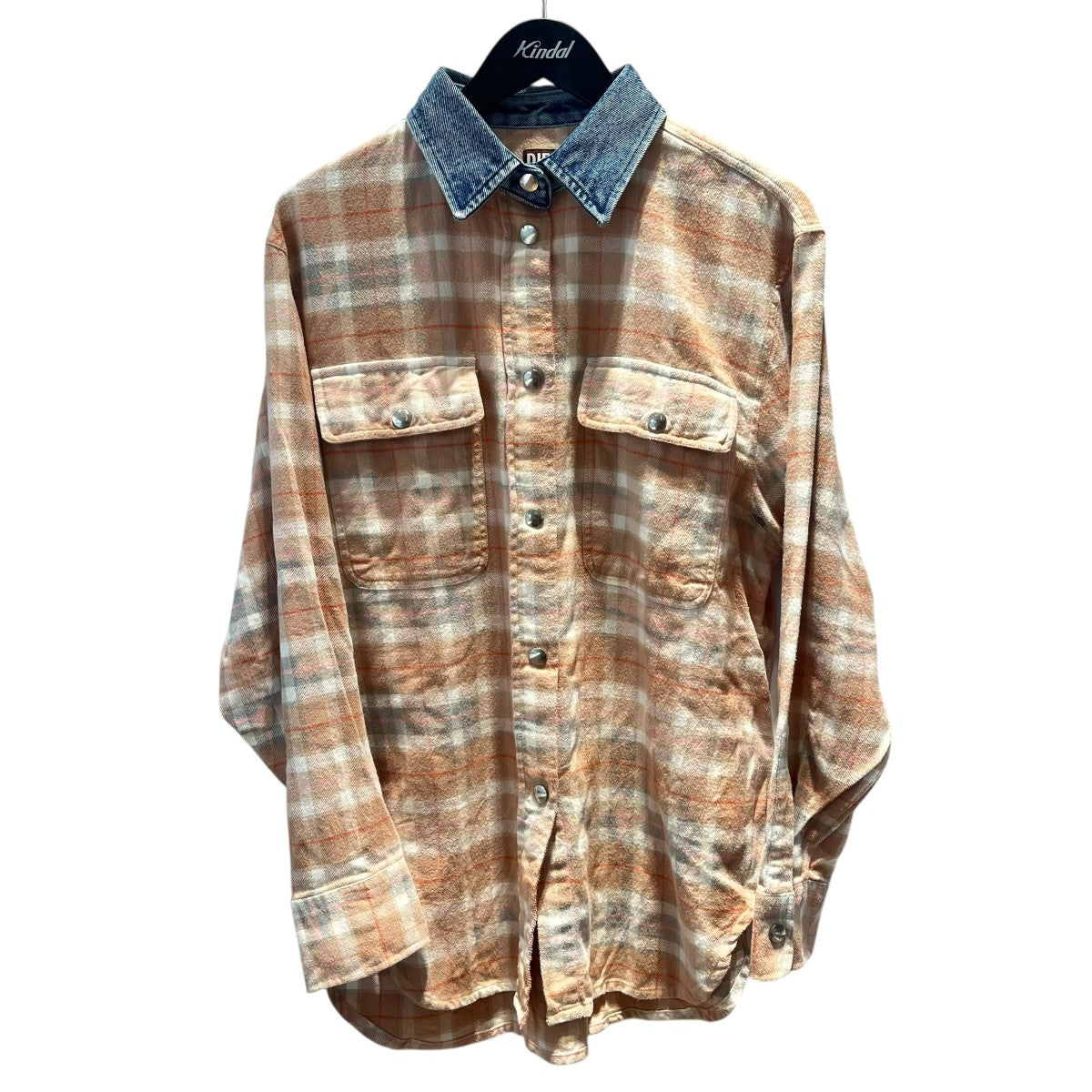 DIESEL 襟デニム切替チェックシャツ 古着・中古-1枚目のアイテム画像