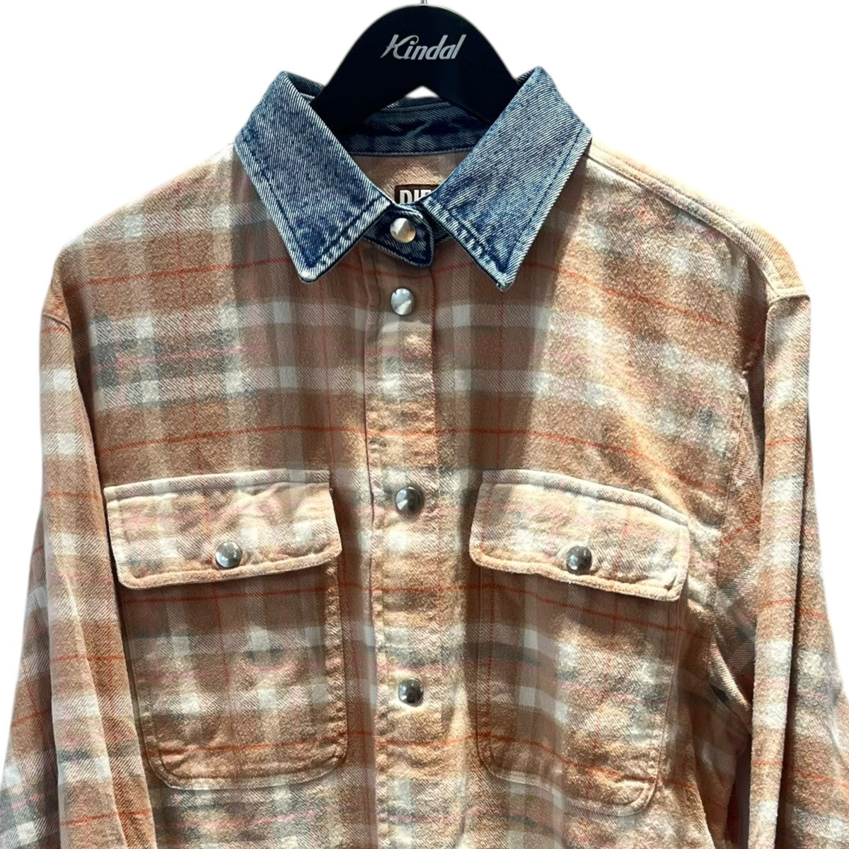 DIESEL 襟デニム切替チェックシャツ 古着・中古-3枚目のアイテム画像