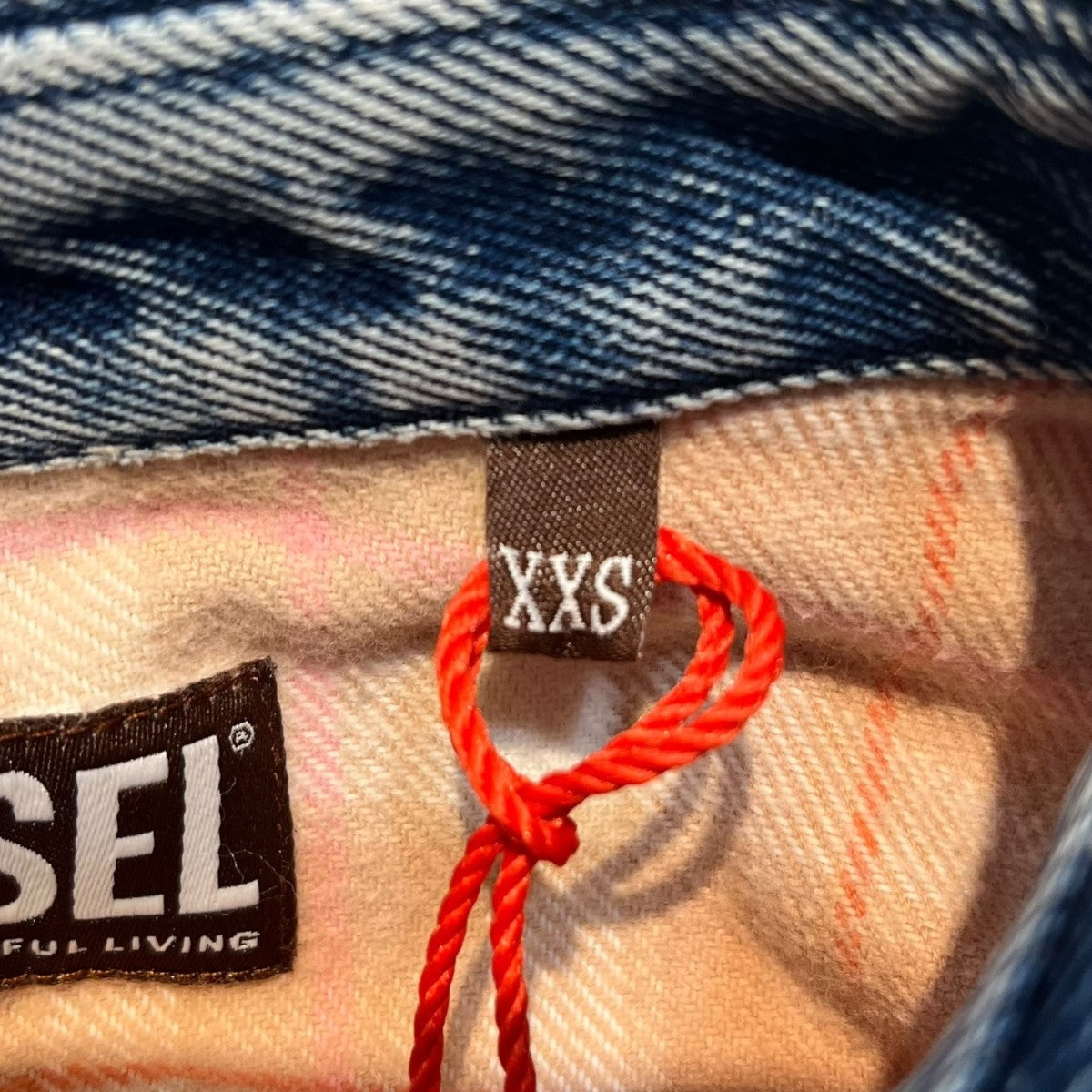 DIESEL 襟デニム切替チェックシャツ 古着・中古-5枚目のアイテム画像