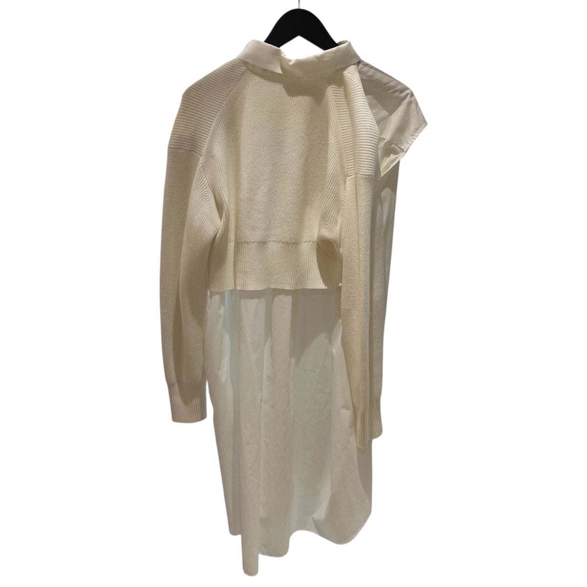 sacai 2023SS ニット x サテン ワンピース 残り僅か!!【sacai】コットンニット×シャツ ドレス ワンピース
