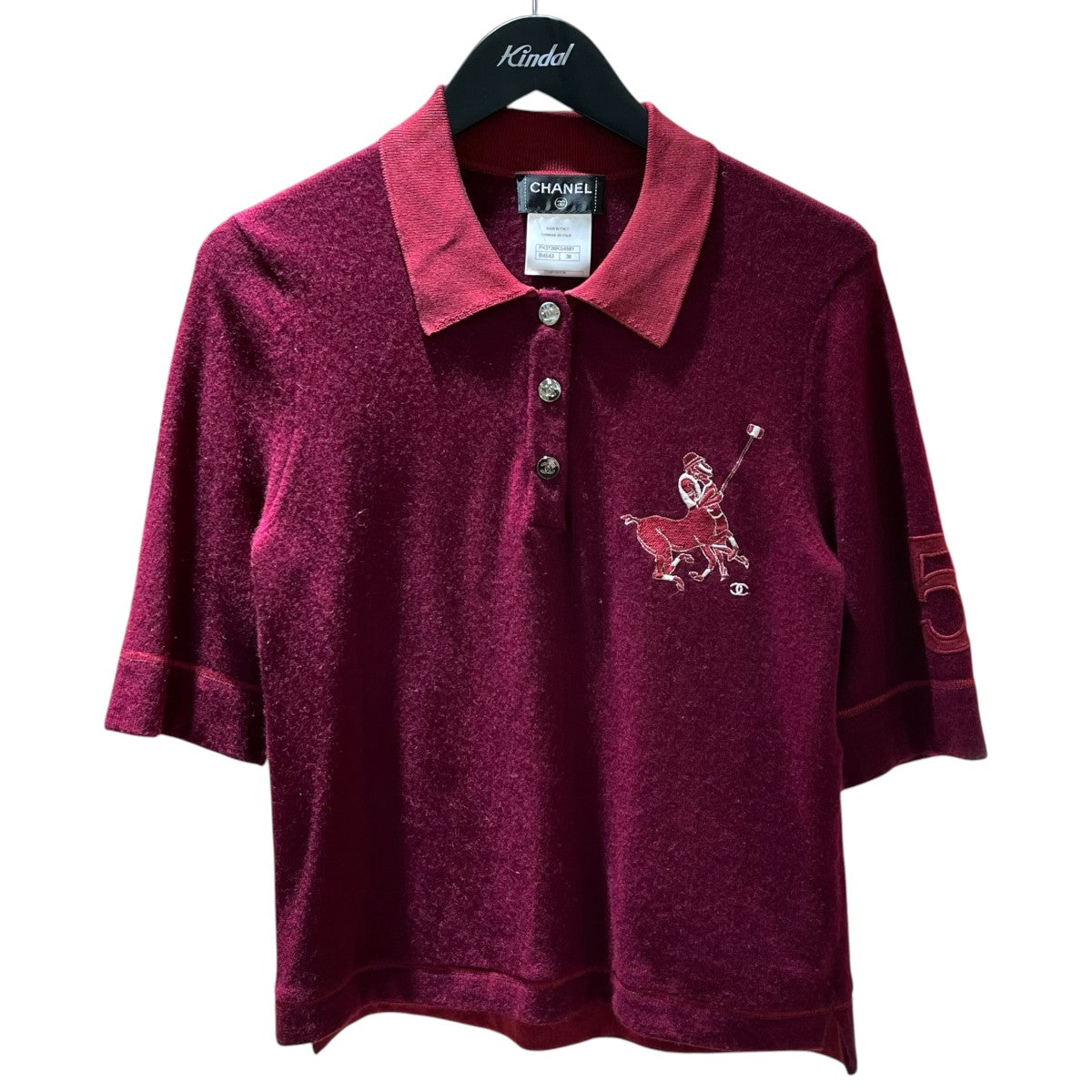 CHANEL Cashmere100％刺繍ニットポロシャツP43726K04581 古着・中古-1枚目のアイテム画像