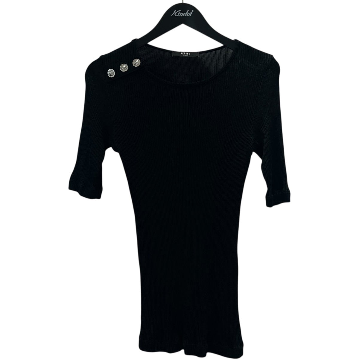ヴェルサス ヴェルサーチ VERSUS VERSACE 半袖カットソー CLG629 837 527 342 ブラック サイズ：40 VERSUS VERSACE(ヴェルサス ヴェルサーチ) 半袖カットソーCLG629
