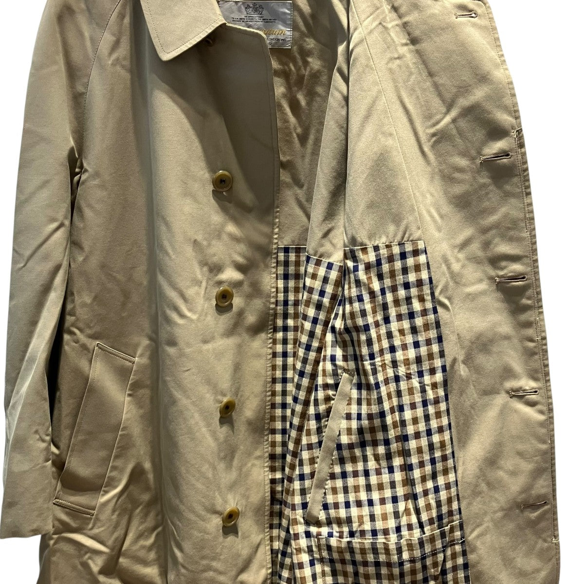 Aquascutum ステンカラーコート 内ポケット横 ネーム刺繍入り 古着・中古-3枚目のアイテム画像