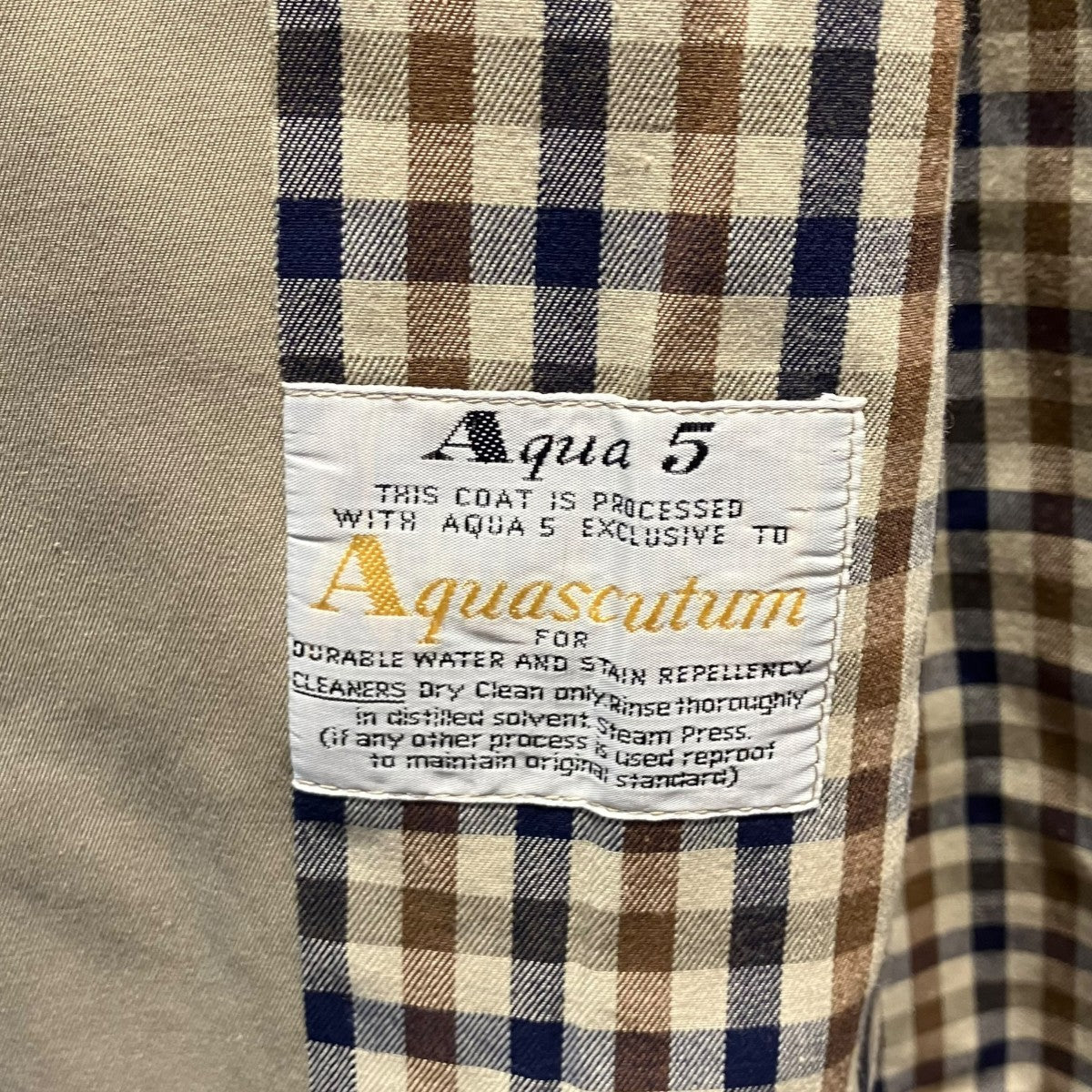 Aquascutum ステンカラーコート 内ポケット横 ネーム刺繍入り 古着・中古-5枚目のアイテム画像