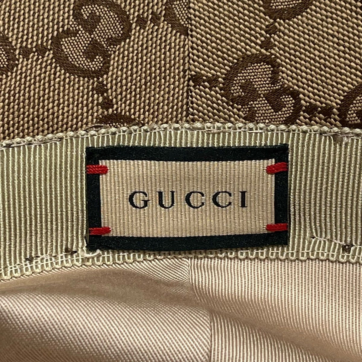 【定番】GUCCI ハット　GG キャンバス　ベージュ　XL GUCCI グッチ GGキャンバス ドローコードリバーシブルバケット