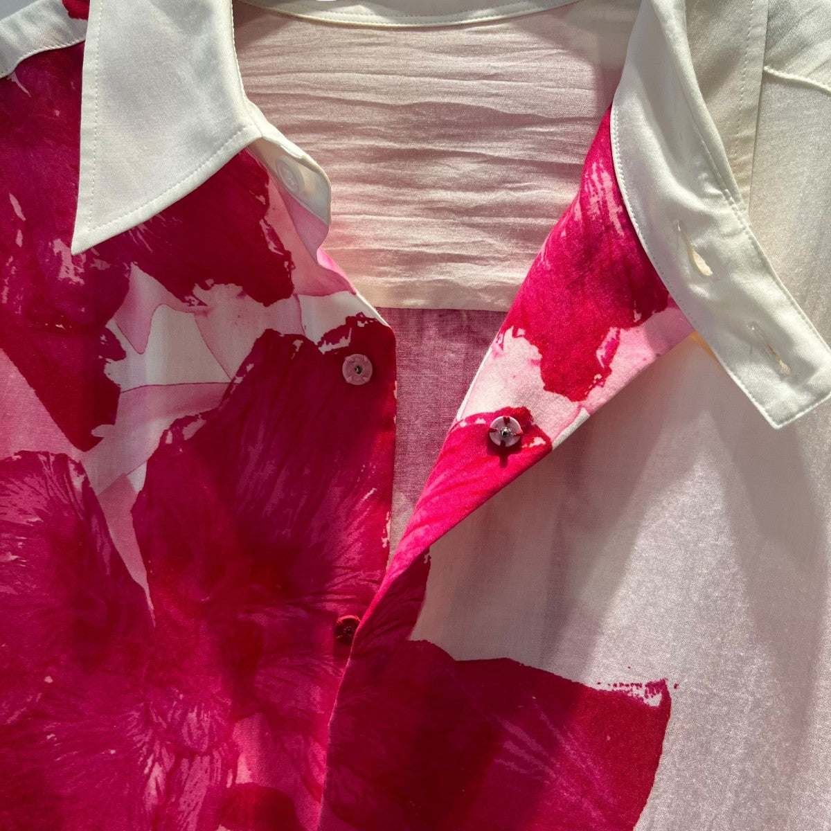 24AWCELLLOSE PINK DESIGNED BLOUSE花プリント長袖シャツHO-B76-219
