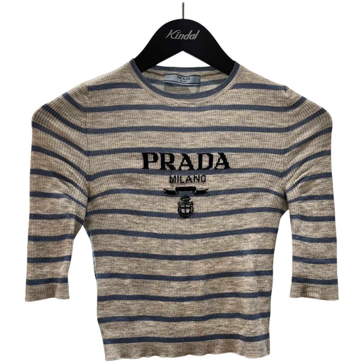 PRADA 黒白 半袖ニットセーター PRADA プラダ ニット P24I1R 1ZO5 レディース セーター コットン