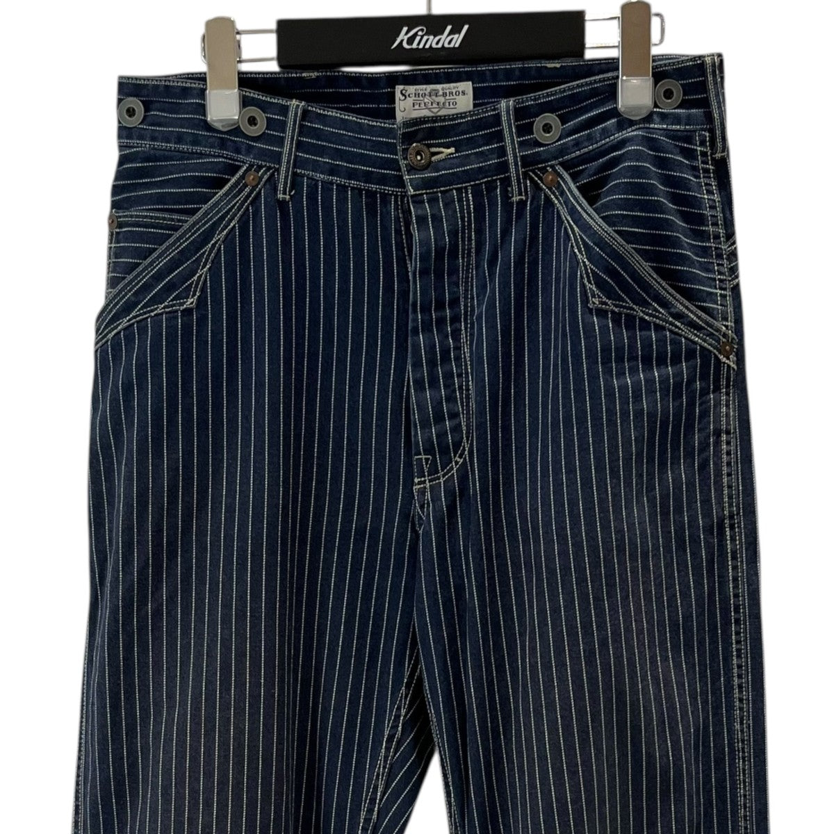 Schott パンツ　32　ネイビー　ストライプ Schott(ショット) ストライプデニムパンツOLD HICKORY DENIM