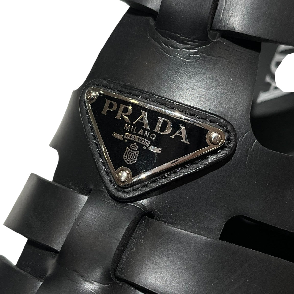 プラダ PRADA サンダル 37モノリス ラバー サンダル 黒 ☆美品 プラダ