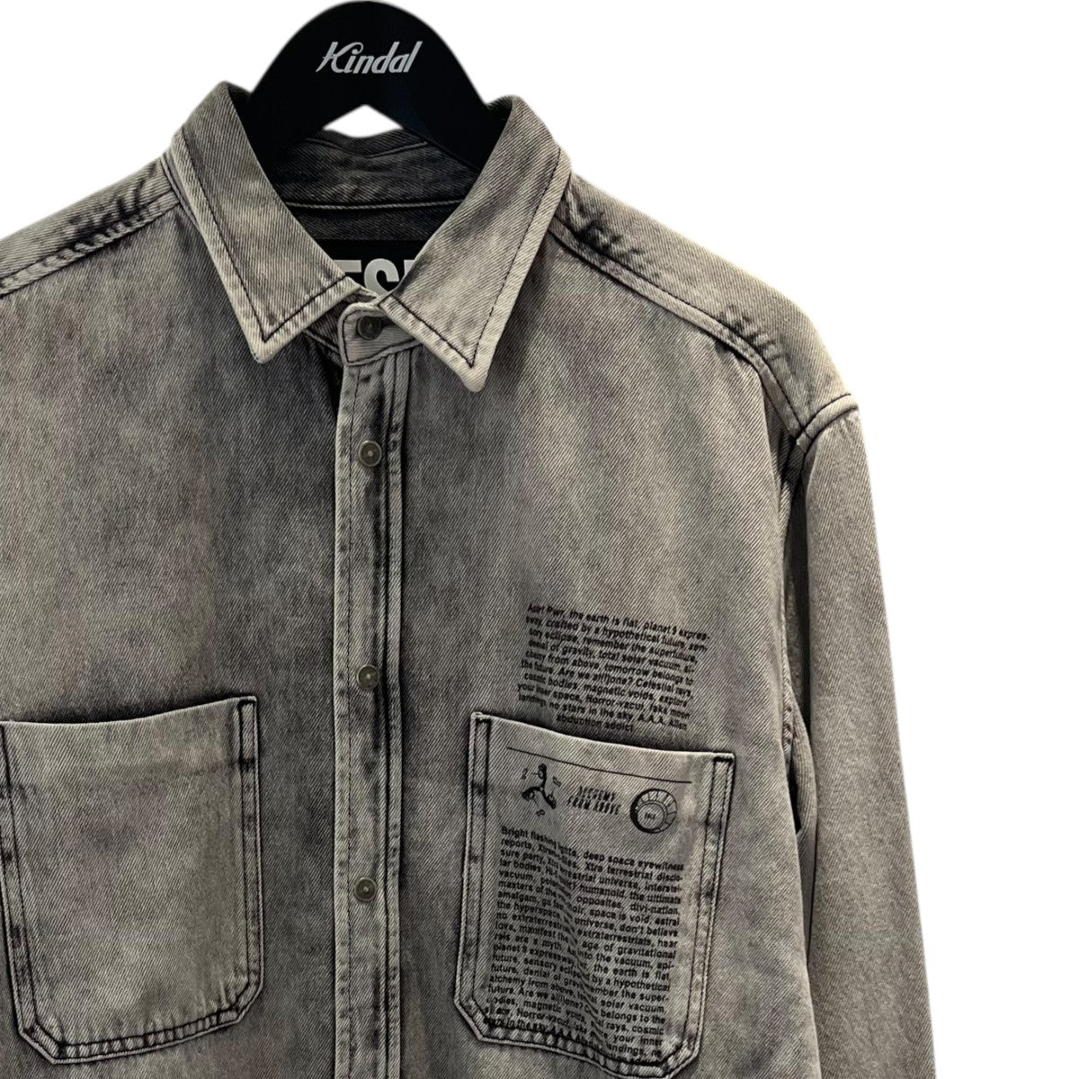 DIESEL(ディーゼル) ウォッシュ加工デニムシャツ グレー サイズ