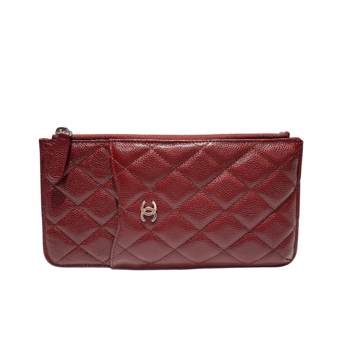 CHANEL レザー キャビアスキン　ポーチ 赤小物入れ CHANEL レザー キャビアスキン ポーチ 赤小物入れ