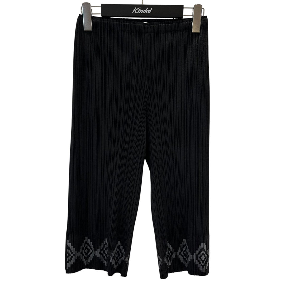 PLEATS PLEASE 裾ネイティブ柄プリーツクロップドパンツPP91-JF631 古着・中古-1枚目のアイテム画像