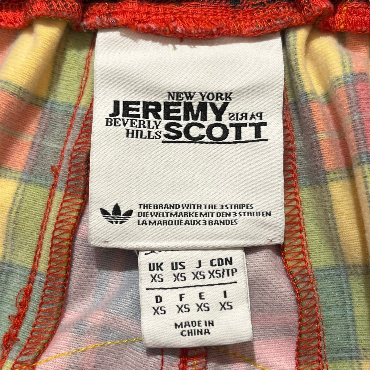 adidas×JEREMY SCOTT チェックボンテージトラックパンツZ33092