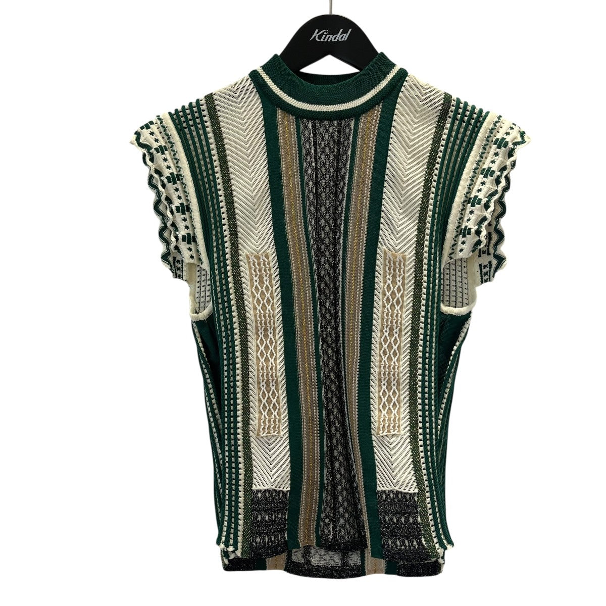 mame kurogouchi(マメクロゴウチ) Net Stripe TopsニットベストMM20SS