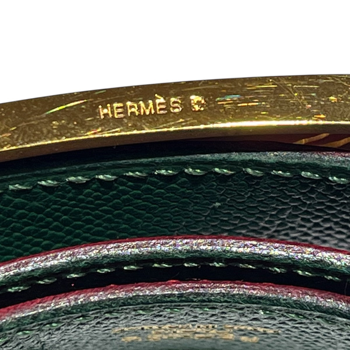 HERMES(エルメス) V刻印レザーベルト レッド×グリーン サイズ 72