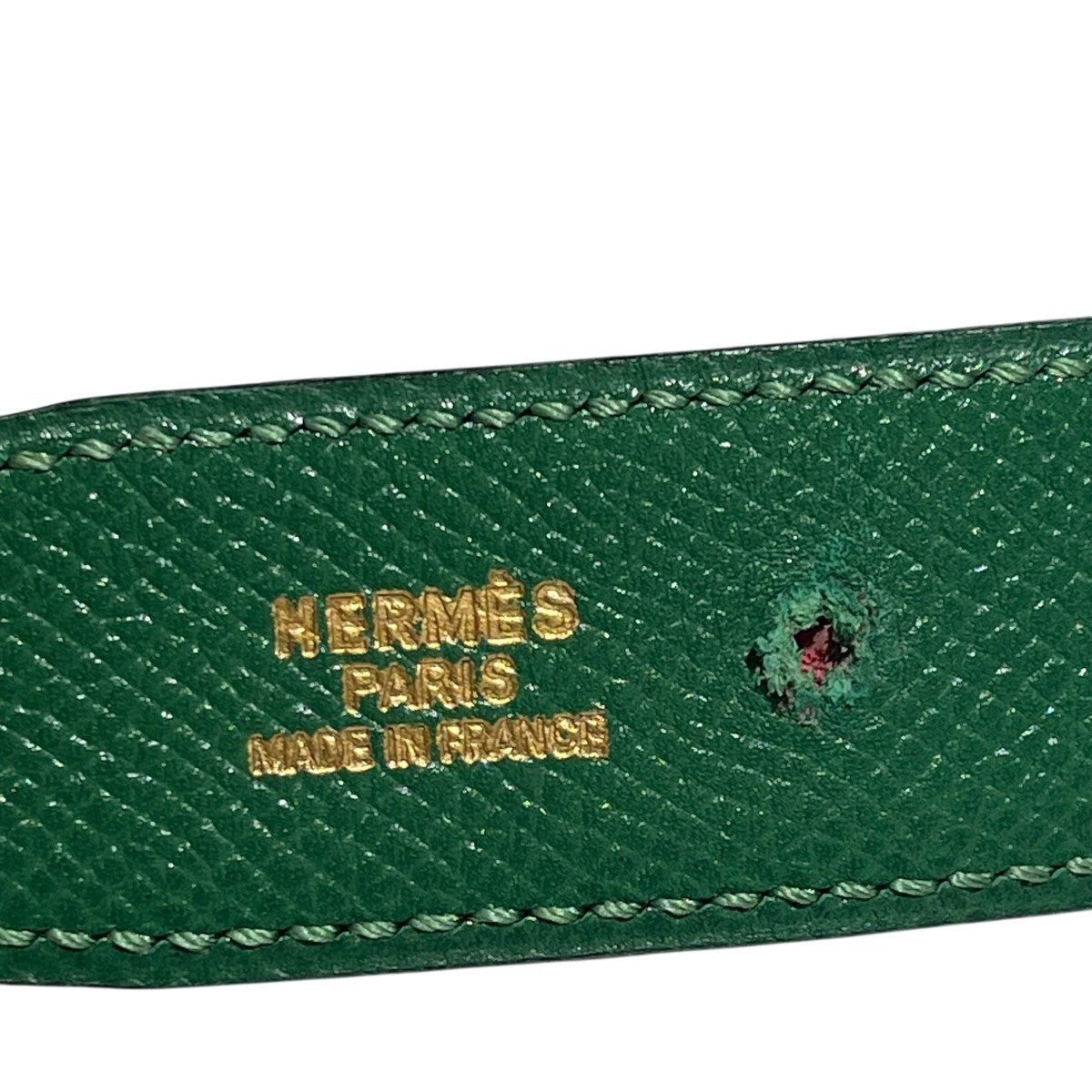 HERMES(エルメス) V刻印レザーベルト レッド×グリーン サイズ 72