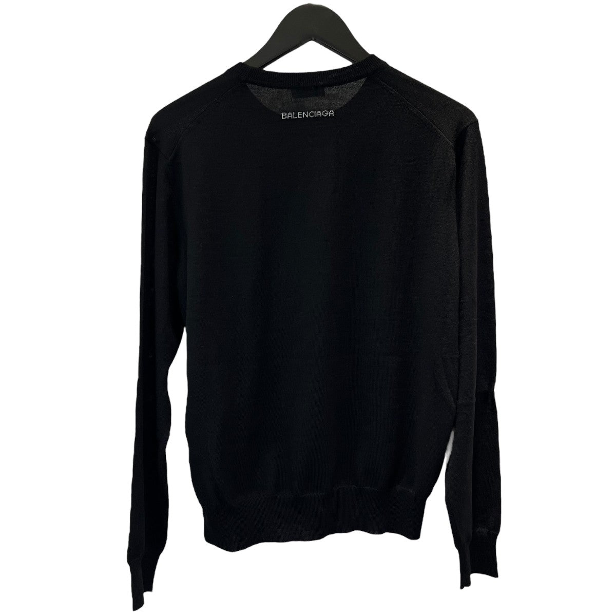 新品 BALENCIAGA セットアップ ウール 裾未補正 ダークグレー 48 BALENCIAGA(バレンシアガ) バックロゴクルーネックニット524177