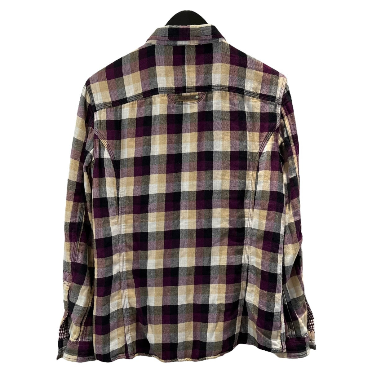 DIESEL(ディーゼル) ネルシャツ ホワイト×パープル サイズ S