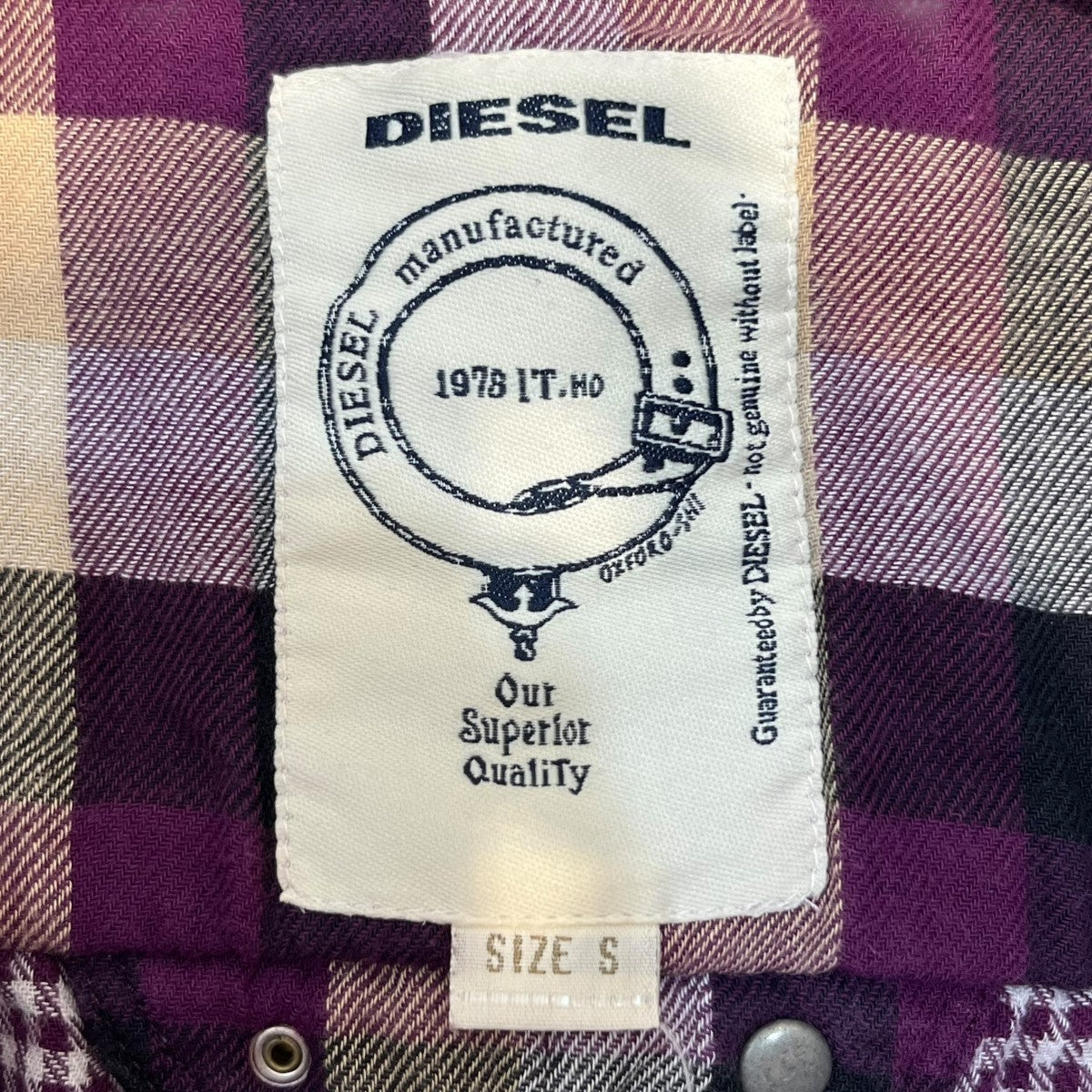 DIESEL(ディーゼル) ネルシャツ ホワイト×パープル サイズ S｜【公式