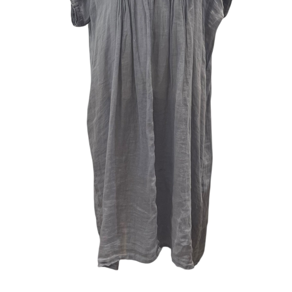 ネストローブ リネンガーゼフロントギャザーワンピース 白 半袖